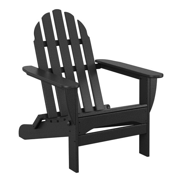 A black POLYWOOD Classic Adirondack chair with armrests.