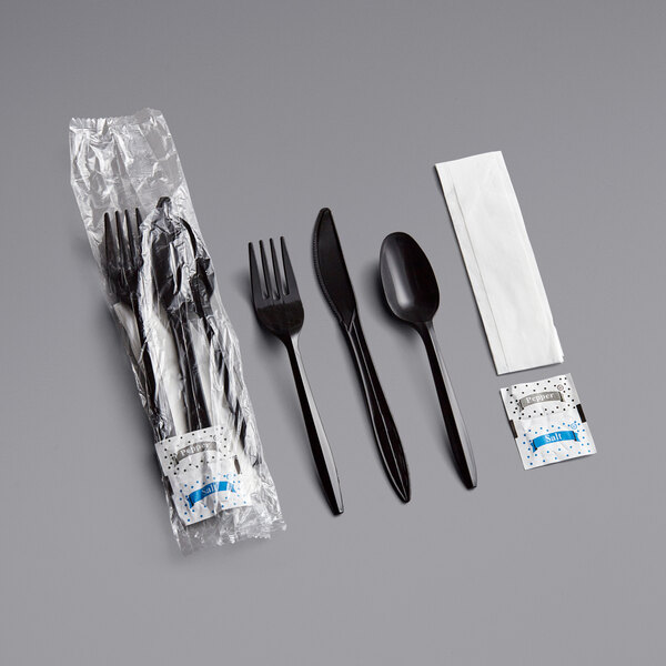 Visions Individually Wrapped Clear Heavy Weight Cutlery Pack with Napkin -  500/Case