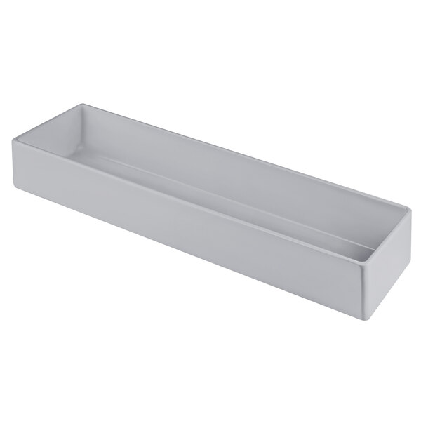 A Tablecraft natural finish rectangular cast aluminum bowl.