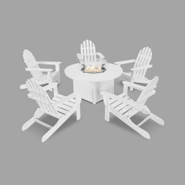 Polywood Pws414 1 Wh White 48 Round Fire Pit Table With 5