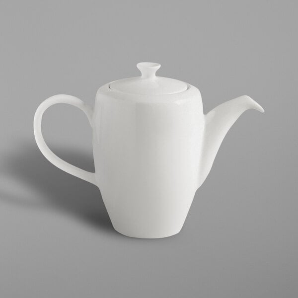 A close-up of a white RAK Porcelain coffee pot lid.