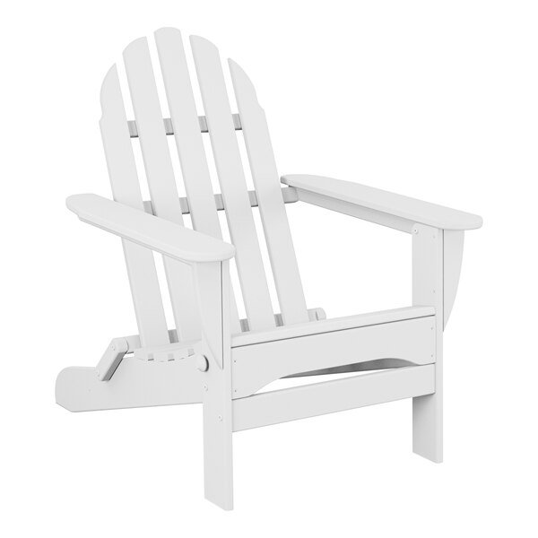 A white POLYWOOD Classic Adirondack chair with armrests.