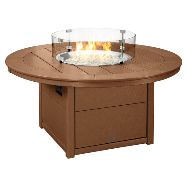 Polywood Ctf48rte Teak 48 Round Fire Pit Table