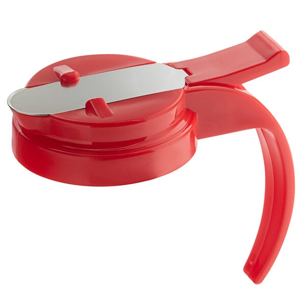 a red plastic container with a blade