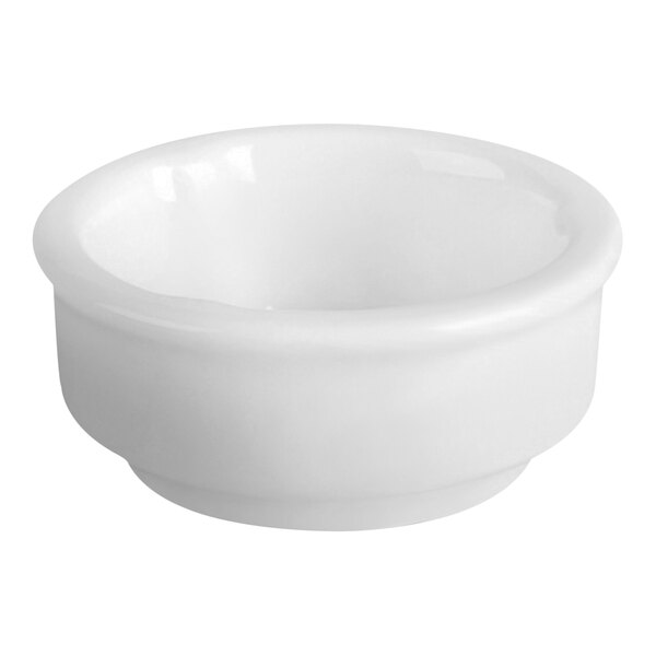 A small ivory porcelain stackable ramekin.