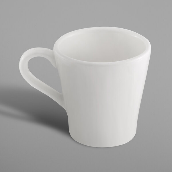 A white RAK Porcelain ivory cup with a handle.