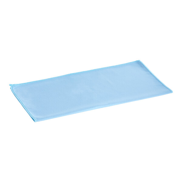 A blue Carlisle microfiber polishing cloth.