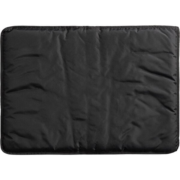 A black rectangular nylon thermal pad with a zipper.