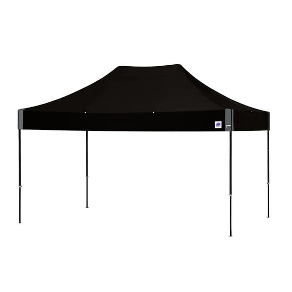 A black E-Z Up canopy tent with black poles.