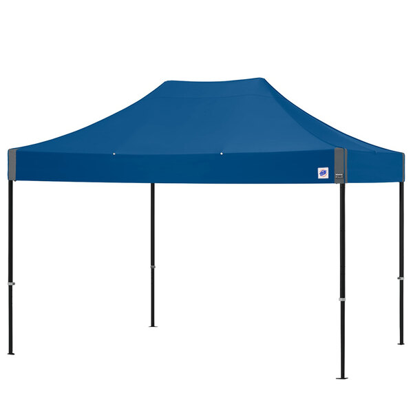 A royal blue E-Z Up canopy with a matte black frame.