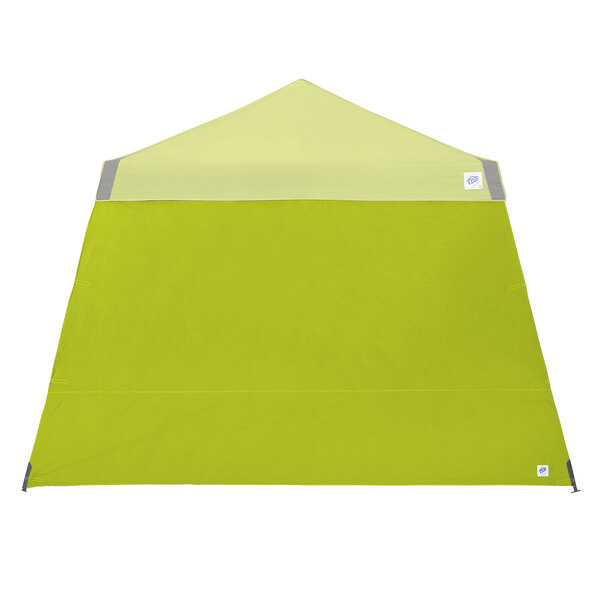 A lime green E-Z Up angle sidewall for a canopy.