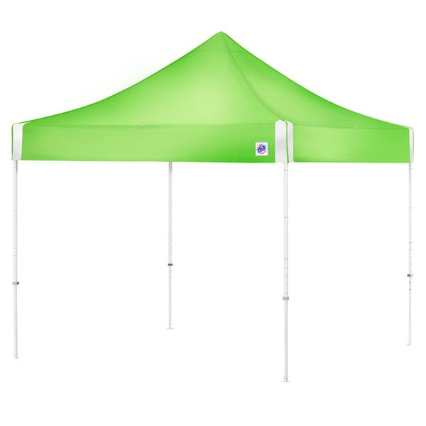 A bright green E-Z Up canopy with white poles.