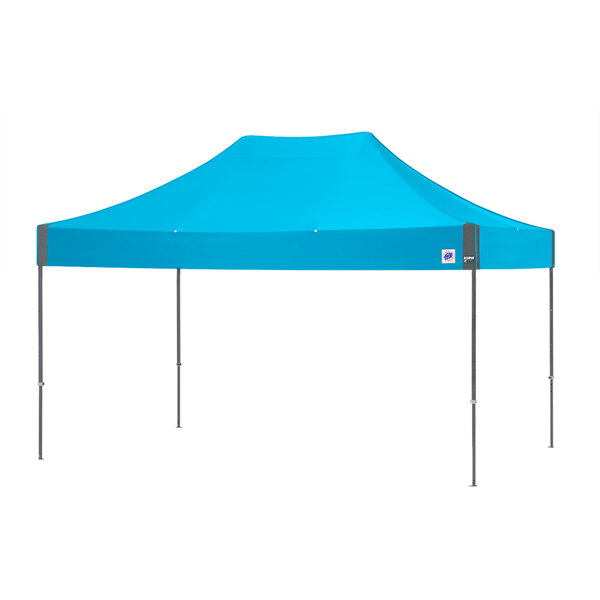 A blue E-Z Up canopy with a white background.
