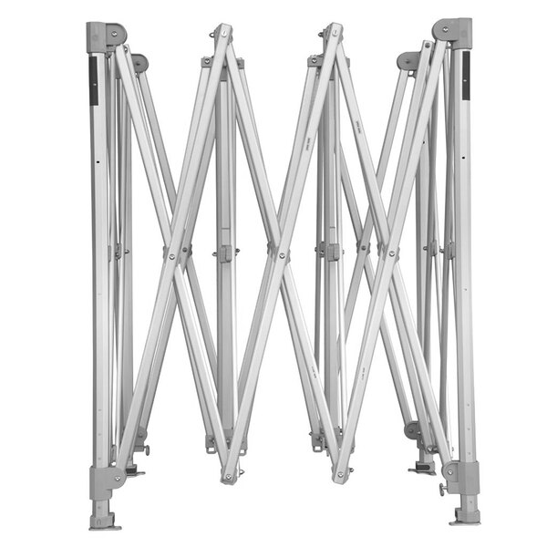 A white metal E-Z Up canopy with a clear aluminum frame.