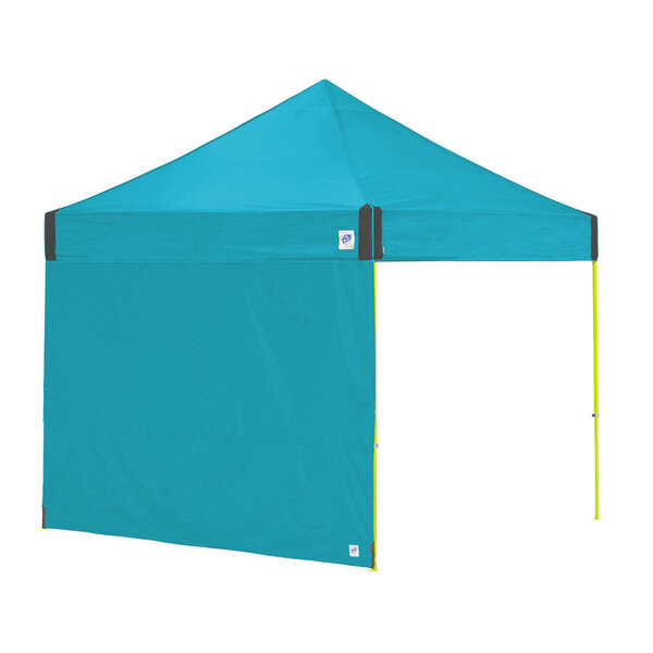 A blue E-Z Up Splash sidewall with a yellow trim.