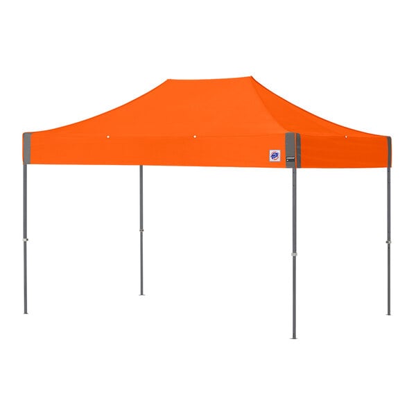 An orange rectangular E-Z Up canopy with a steel gray frame.