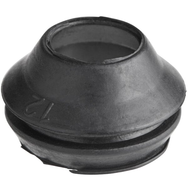 A close-up of a Bunn black rubber shaft seal with a hole.