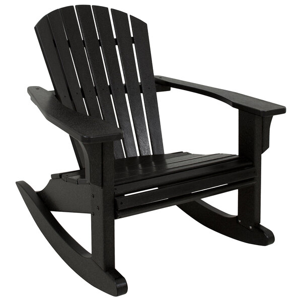 POLYWOOD SHR22BL Black Seashell Rocking Chair