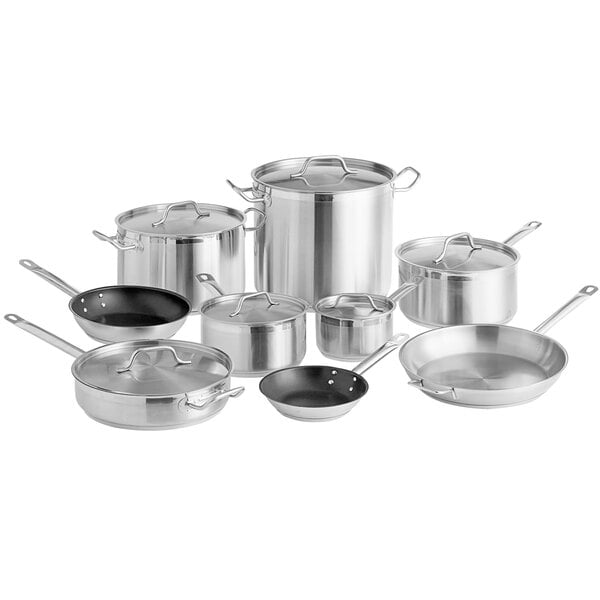 Stock Pot Pan Oven Safe Induction Compatible Cookware w Lid Stainless Steel 5 Qt