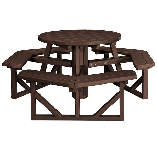 Polywood Ph36ma Gany 36 Round Park Picnic Table With Seating