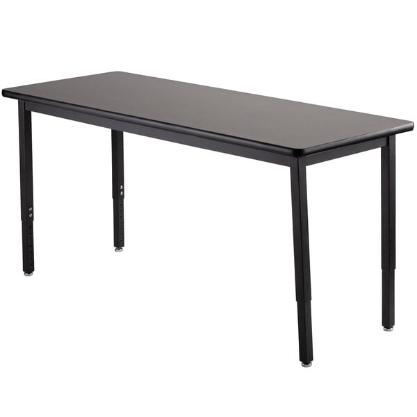 a black rectangular table with legs