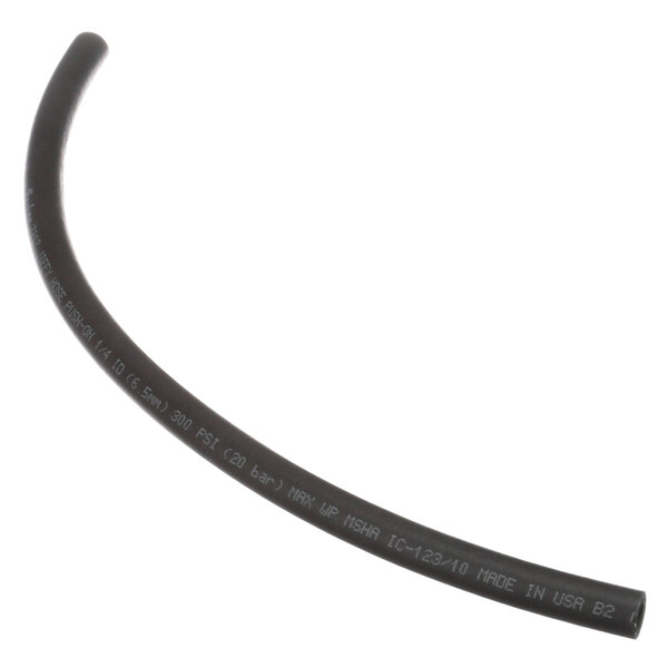 A black flexible hose with a black link.