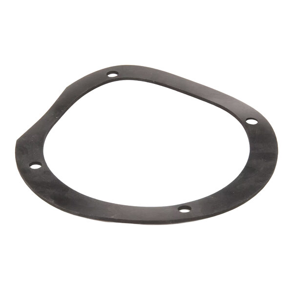 A black, irregularly shaped gasket with four holes, designed for use with a motor.