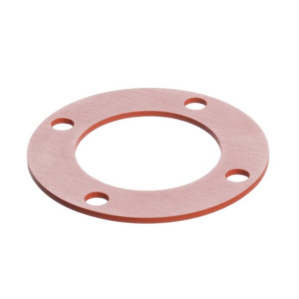 A close-up of a Jackson gasket with an orange flange and holes.