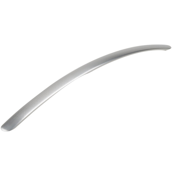 a close-up of a curved metal handle