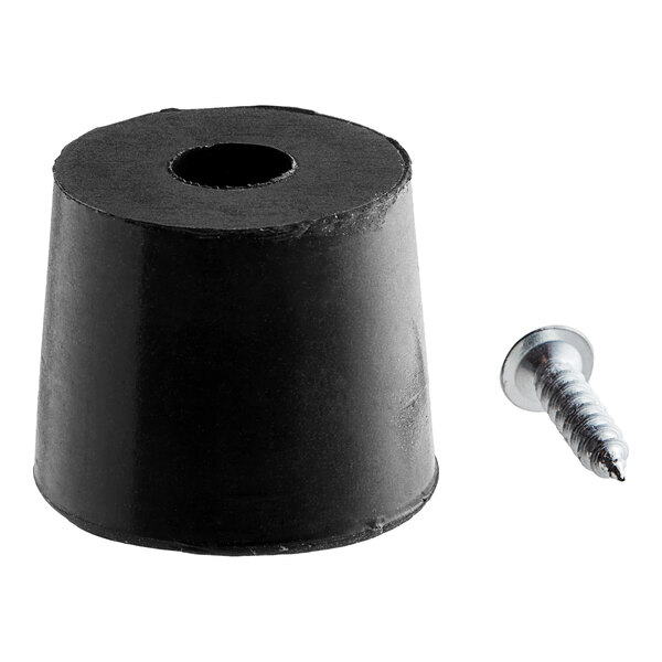 A black plastic cylinder with a screw.