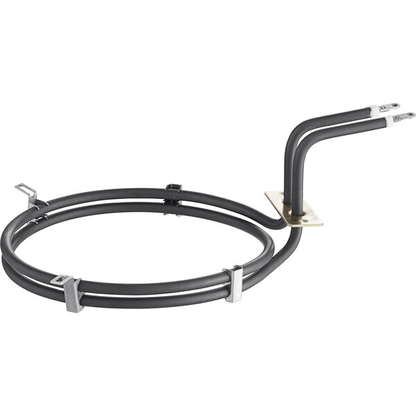 A black tubing with a metal plate and metal rods.