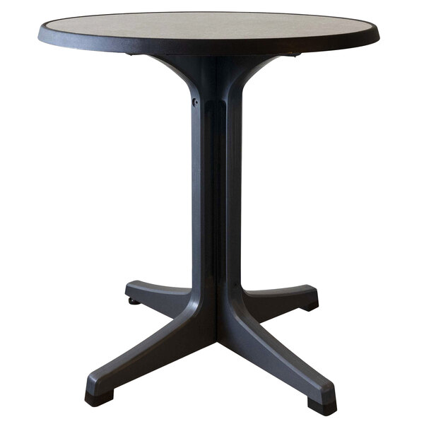 Grosfillex Us284746 Omega 28 Round Brushed Metal Table With Charcoal Base Grosfillex Us284746 Omega 28 Round, 28 Round Table