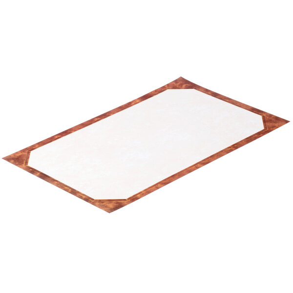 Brown menu paper with a brown marble border around the edge.