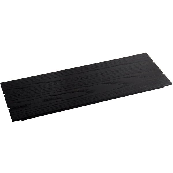 A black rectangular Cal-Mil Cinderwood riser shelf on a white background.