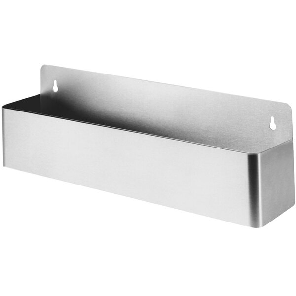 A stainless steel rectangular speed rail with keyholes.
