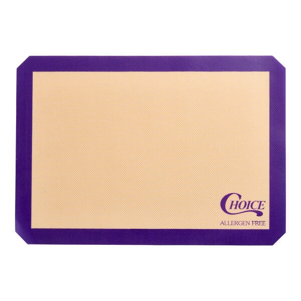 A purple and white Choice baking mat.