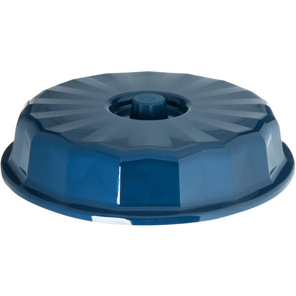 A blue plastic convection dome with a circular top.