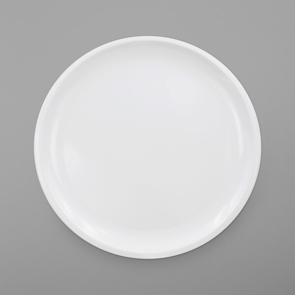 An Elite Global Solutions white melamine round platter.