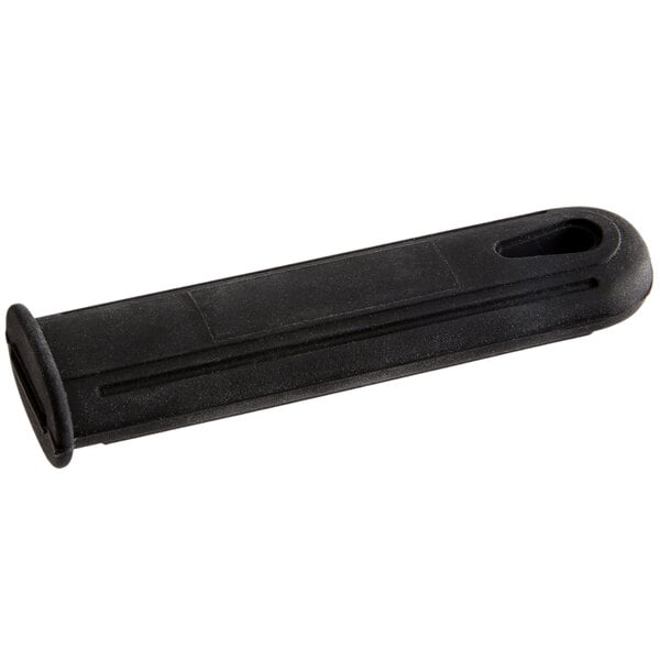 A Choice aluminum fry pan with a black silicone handle.