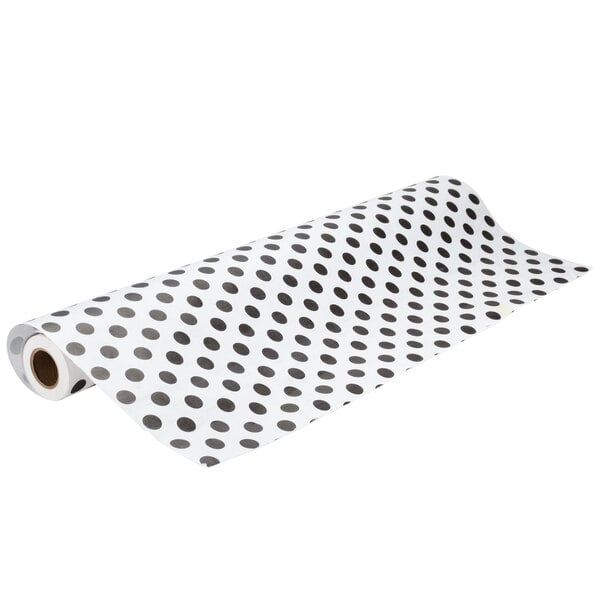 40 x 100' Paper Table Cover with Black Polka Dots