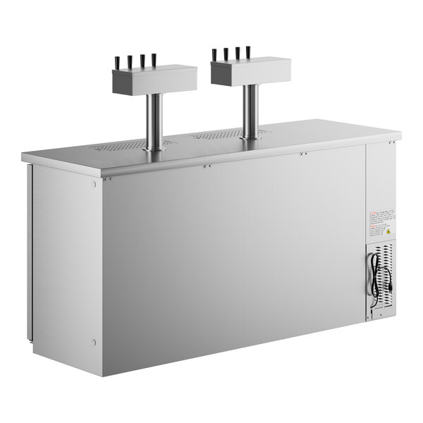 A stainless steel Avantco beer dispenser with two towers.