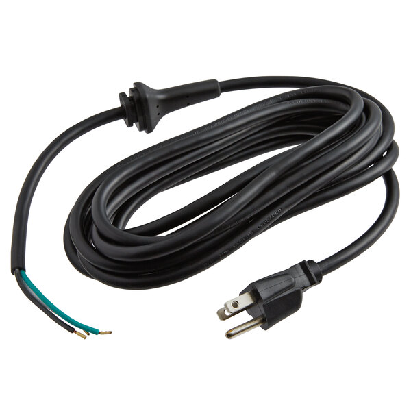 A black Robot Coupe power cord with a plug.