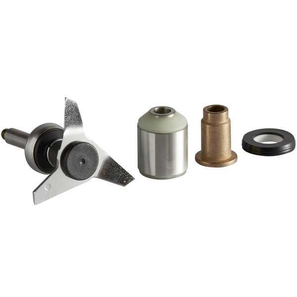 A Robot Coupe blade with seal, a metal screw and nut.