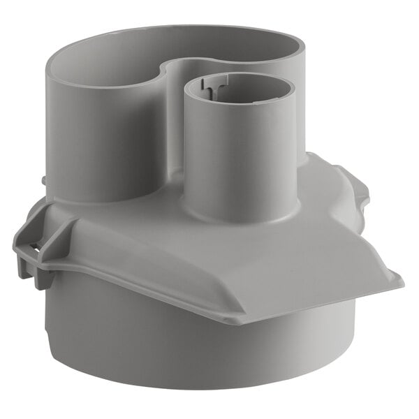 A gray plastic Robot Coupe continuous feed lead with two holes.