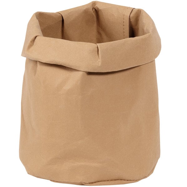 a brown paper bag with a white background