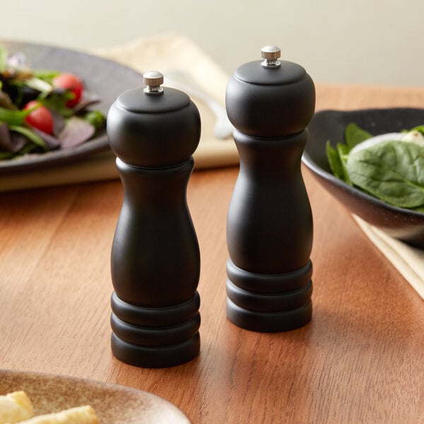 Acopa 8 Matte Brown Wooden Salt / Pepper Mill