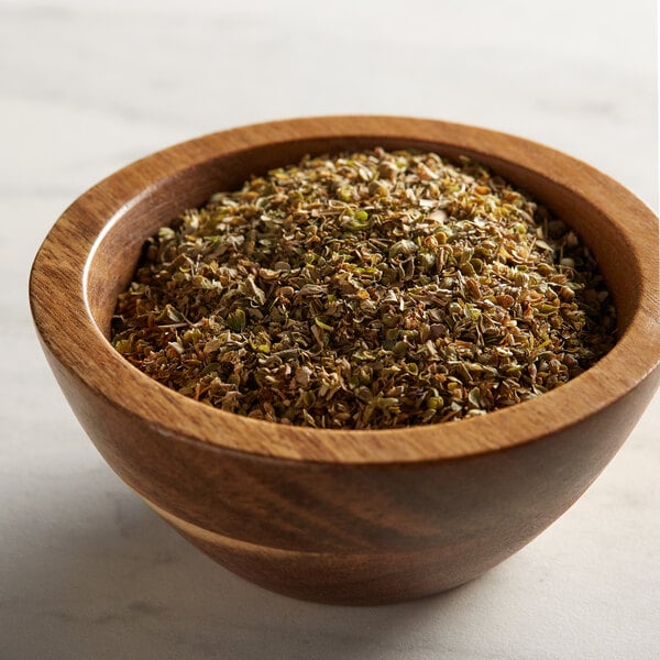 Dried oregano leaves in a bowl