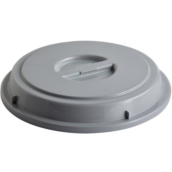 A Schonwald Donna Senior grey plastic plate cover with a handle and a hole in it.