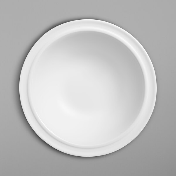 A Villeroy & Boch Neufchatel white porcelain bowl on a white surface with a circle.