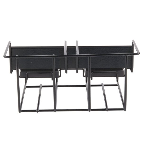 A black metal Bunn airpot rack with two shelves.